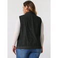 thumbnail image 4 of DARING DIVA Women's Plus Size Button Down Sleeveless Denim Vest 1X Black, 4 of 6