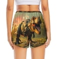 thumbnail image 2 of Lsque Realistic Style Forest Dinosaur Printed Women's Running Shorts with Liner Pockets,Elastic Quick Dry Workout Athletic Gym Yoga Shorts,Womens High Waist Shorts-Small, 2 of 9