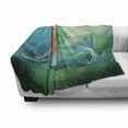 thumbnail image 2 of Underwater Soft Flannel Fleece Throw Blanket, Mermaid in Ocean on Waves Tail Sea Creatures Dramatic Sky Dark Clouds Print, Cozy Plush for Indoor and Outdoor Use, 50" x 60", Blue Green, by Ambesonne, 2 of 5