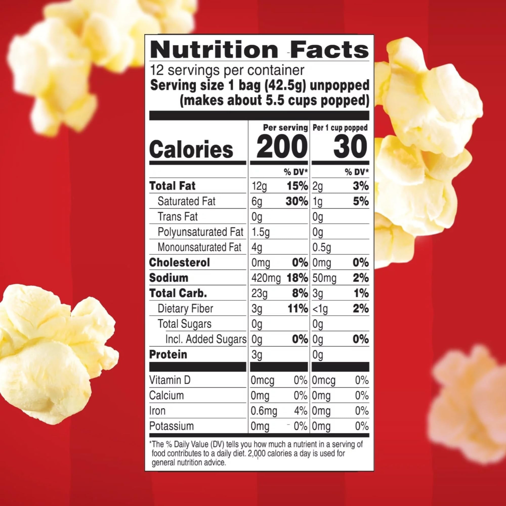 Orville Redenbacher'S Movie Theater Butter Microwave Popcorn, Mini Bags, 1.5 Oz, 12 Count - Gluten-Free, No Artificial Flavors + Create Sticker