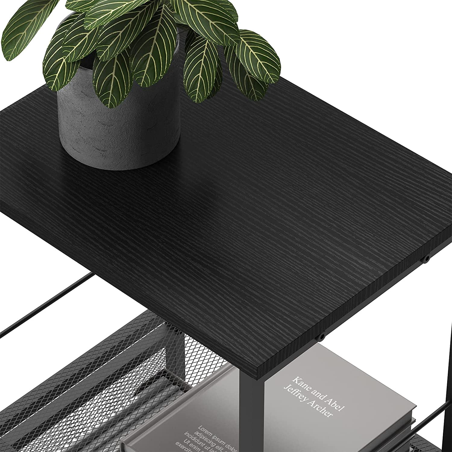 Oumilen Indoor Storage Wood Rectangle End Table, Black