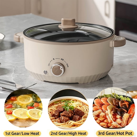 Hot Pot Electric, 3L Large Capacity Non-Stick Electric Hot Pot Multicooker Glass Lid, Multifunctional Electric Pot for Boiling Stewing Hotpot Pots Electric Cooking Ramen Cooker