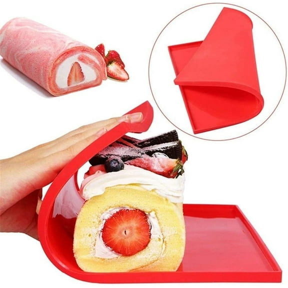 Casewin Red Roll Cake Mat - Silicone Baking Mat Flexible Baking Tray Silicone Cookies Mold for Pizza Cookies,Non-stick Heat Resistant Oven Baking Tray Sheet