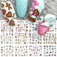 thumbnail image 1 of Pegatinas de manicura francesa, conjunto de calcomanías de uñas de agua con ondas de arcoíris, decoraciones de neón de verano, deslizadores de puntas francesas irregulares, GLJF25-36 de envoltura Tan Jianjun unisex, 1 of 2
