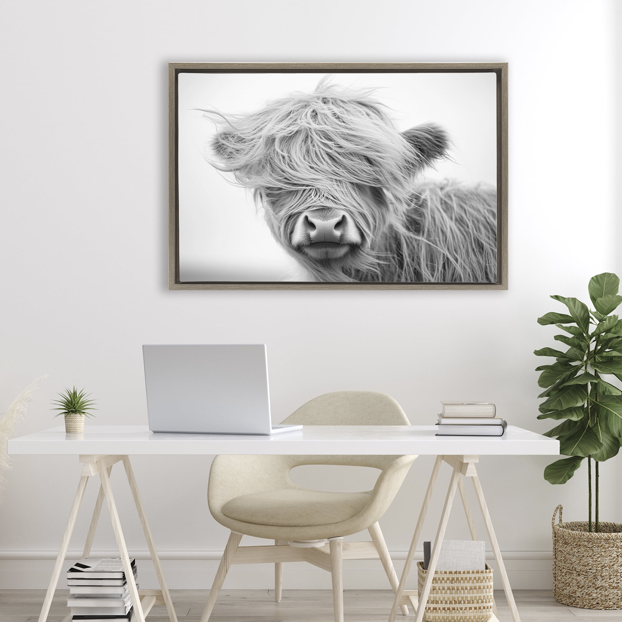 Stupell Industries Easy Breezy Cattle Brown Framed Floater Canvas Wall Art, design by Tina LeCour