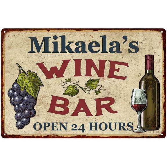 Mikaela's Rustic Wine Bar Sign Wall Décor Kitchen Gift 12x18 Metal 112180056743