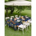 thumbnail image 4 of Outdoor Tablecloths with Umbrella Hole & Zipper, Orange Blue Spring Floral 54x80 Inch Tablecloth Rectangle, Vintage Botanical Summer Flower Waterproof Table Cloth, Patio/Pool/Picnic Table Covers, 4 of 8
