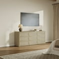 thumbnail image 3 of SICOTAS 103.4" Wide 12 Drawer Modular Rattan Dresser,Extra Long Dresser with Rattan Chric & Pop-up Drawers for Bedroom Living Room, Sand Oak, 3 of 12