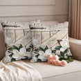 thumbnail image 5 of Spring Floral Outdoor Waterproof Throw Pillow Covers 24x24 Set of 2, White Magnolia Flowers Barn Door Farmhouse Beige Pillowcases Cushion Pillowcase for Couch Sofa Patio Outside Pillow Protector, 5 of 9