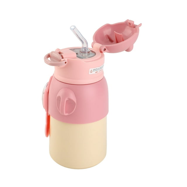 Tasse en Paille en Acier Inoxydable, Bouteille d'Eau Isolée pour Enfants avec Sangle pour l'École