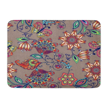 Oriental Door Mats KDAGR Abstract Fantastic Floral Paisley Oriental Ethnic Flowers and Leaves Doormat Floor Rug Bath Mat 30x18 inch ()