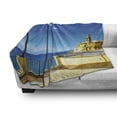 thumbnail image 3 of Italian Soft Flannel Fleece Blanket, Camogli Building Sea Lamp and Balcony Tourist Spot in Ligury Italy Print, Cozy Plush for Indoor and Outdoor Use, 50" x 60", Blue White and Yellow, by Ambesonne, 3 of 6