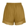 thumbnail image 6 of Womens Casual Shorts Wide Leg Bermuda Shorts Elastic High Waist Lace Trim Summer Beach Shorts with Pocktes, S, 6 of 7