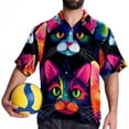 thumbnail image 4 of Cat Men's Short Sleeve Beach Shirts, Casual Printed Poplin Button Down, Unisex Summer Hawaiian Shirt, 4 of 6