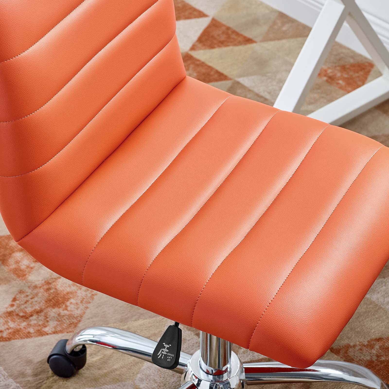 Modway Prim Modern Faux Leather Armless Mid Back Office Chair in Orange