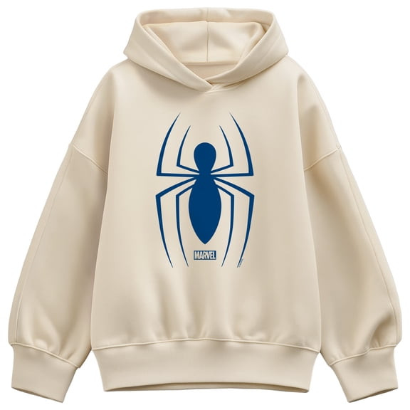 Marvel - Spider-Man Blue Spider Logo Oversized Fleece Hoodie Sweatshirt