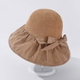 thumbnail image 2 of Diufon Wide Brim Straw Hat for Women Trendy Ruffled Hem Outdoor Beach Sun Hats Holiday Style Cap with Bow, 2 of 7