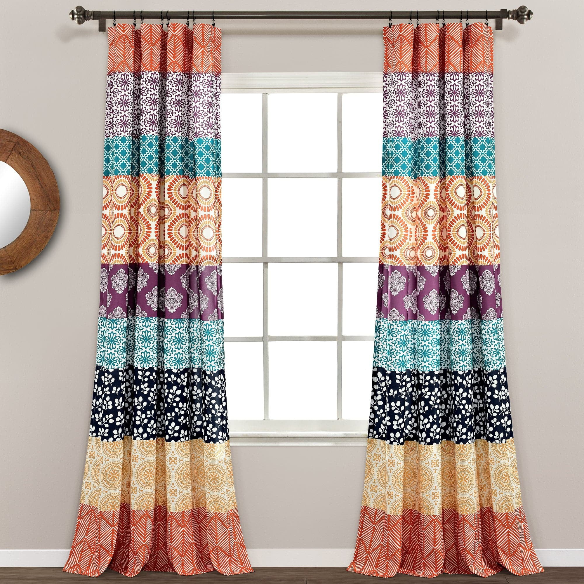 Lush Decor Premium Striped Drapes - Bohemian Stripe Window Panel Set - 84x52 in Turquoise - 2 Piece
