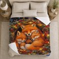 thumbnail image 5 of Sleeping Fox Family Winter Scene Festive Evergreen Wreath, Festive Woodland Scene, Warm Flannel Blanket for Cabin and Lodge, Wildlife Lovers Housewarming Gift, Rustic Home Decor, 5 of 9