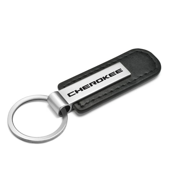 Jeep Cherokee Black Leather Strap Key Chain Keychain Key-ring