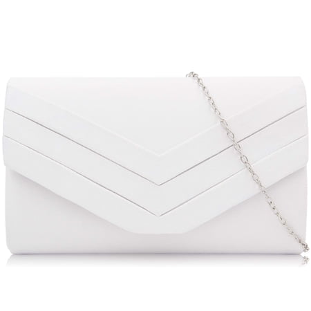 Milisente clutch Purse for Women, Suede Envelope Evening Purses crossbody Shoulder clutch Bag (White)