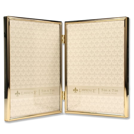 5x7 Hinged Double Simply Gold Metal Picture Frame