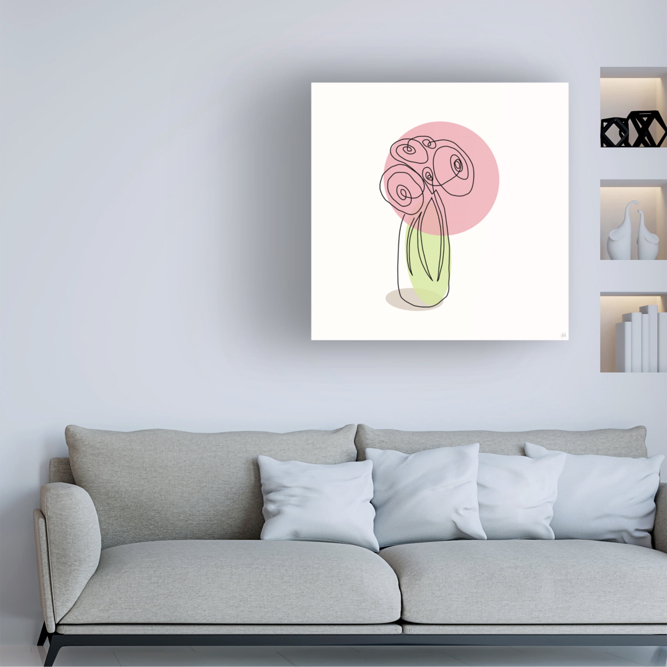 Canvas Wall Art - Line and Brush 'Line Modern 1' Wall Art for Living Room, Bedroom, or Office Décor by Trademark Fine Art - 14 x 14 Inches