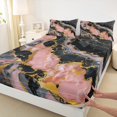 thumbnail image 3 of Castle Fairy Abstract Marble 3pcs Twin Sheet Sets,Stone Pattern Twin Fitted Sheet,Gold Metallic Breathable Flat Sheet,Microfiber Watercolor Bedroom Decor, 3 of 7