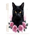 thumbnail image 2 of WOBOGO Black Cat with Pink Roses Notebook College Horizontal Grid Paper Ink Spill Resistant Water Resistant Cover 8.3x5.7x0.4in, 2 of 8