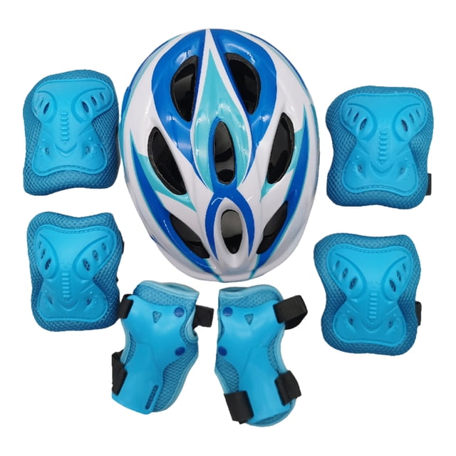 Rodilleras protectoras Wosthever para patinaje sobre ruedas 7 Piezas patineta sin relleno Azul