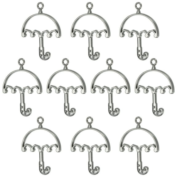 Uxcell Umbrella Shaped Alloy Open Back Bezel Pendants DIY Hollow Resin Frame, Black 10 Pack