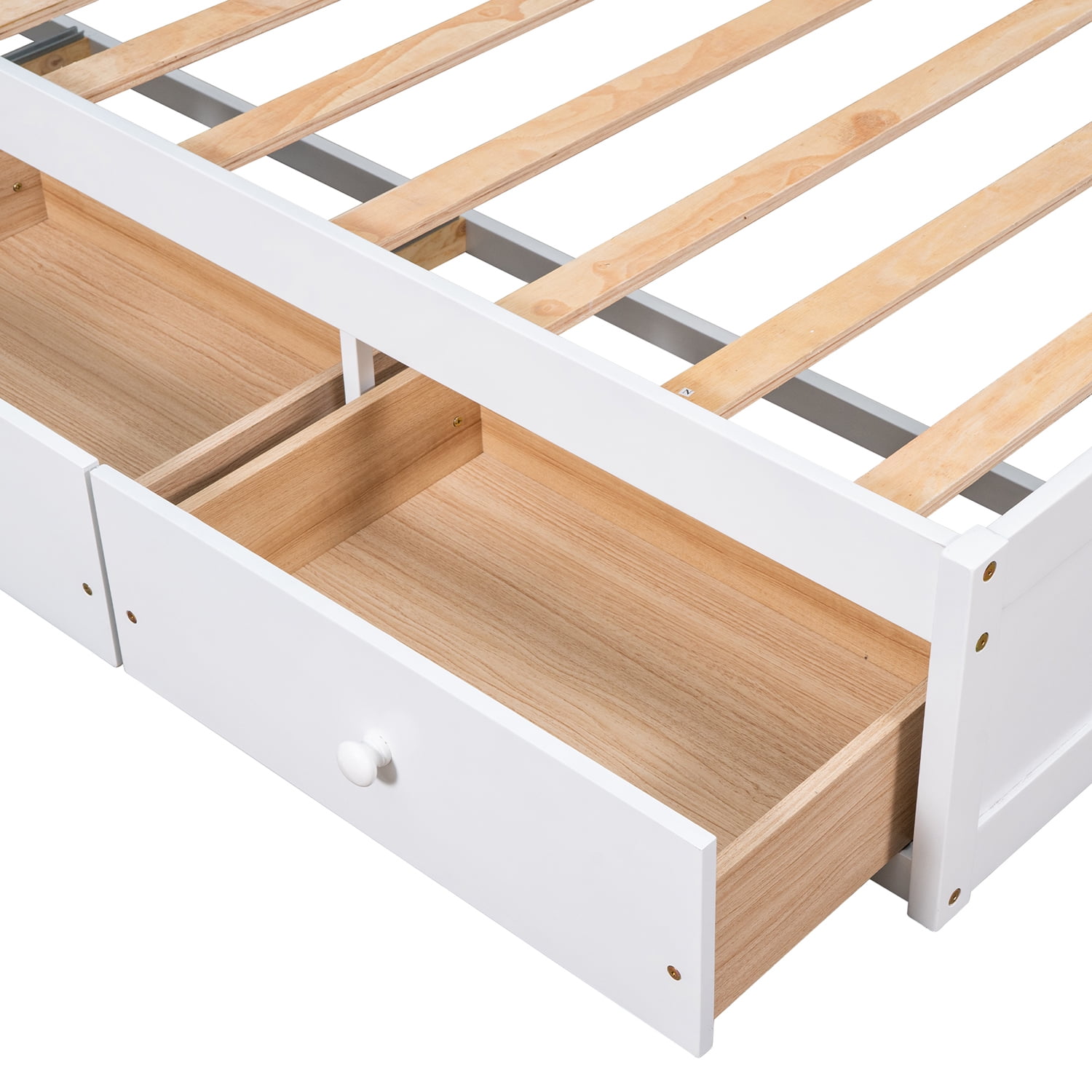 Kadyn Twin Platform Bed Frame, Twin Size Platform Storage Bed with 3 Drawers, Bed Frame for Kids, White