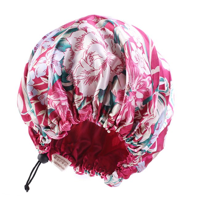 Qarigey Sleep Bonnet Extra Large Sleeping Hat Doble capa con cordón con buena elasticidad Turbante para el cabello Suministros para la cabeza Sombreros vino rojo Qarigey AP009761-03