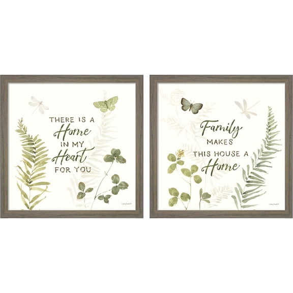 Great Art Now Green Fields D by Lisa Audit, 2 Piece Framed Art Set Each 13"W x 13"H