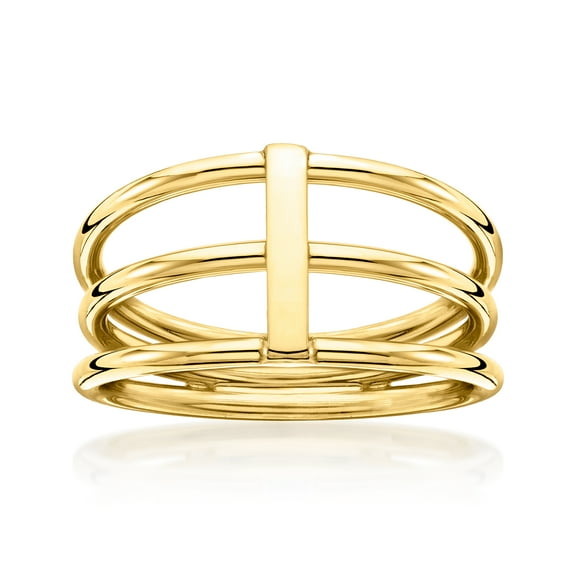 Ross-Simons Italian 10kt Yellow Gold 3-Row Bar Ring, Women's, Adult