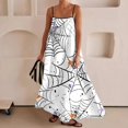 thumbnail image 3 of Vestido largo de moda para mujer con ribete en contraste, tirantes finos, trajes para viajes, Halloween, vestidos largos estampados, vestidos largos sin mangas, 3 of 5