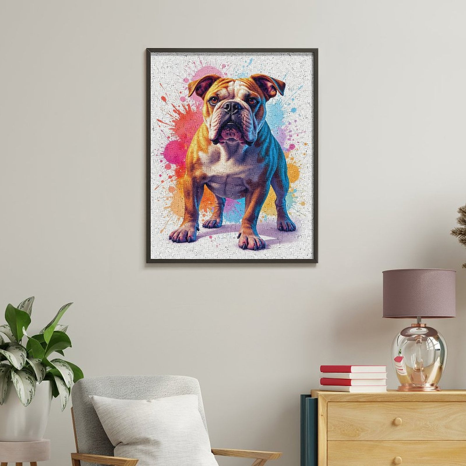 Paint by Numbers Kit for Adults, Bulldog Colorful Paint Splash Art Paint by Numbers, Easy Paint by Numbers Kit for Adults Beginner, DIY Adult Paint by Number Kits on Canvas, Home Decor