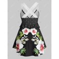 thumbnail image 2 of Más el tamaño de los encajes de ganchillo de la impresión floral del entrecruzamiento Tank Top Rosegal Camisetas sin mangas de talla grande, 2 of 5