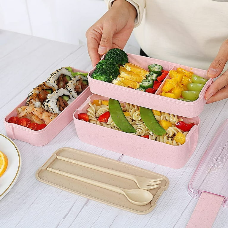 Ycolew Bento Lunch Box For Adults, Kids Leakproof Meal Prep Portion Control  Boxes Japanese Style for Boys Girls Teens 3 Removable Compartment Slim  Container 