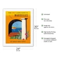 thumbnail image 2 of Marseilles - Gateway to French Riviera - Vintage Airline Travel Poster by Jean Carlu c.1949 - Fine Art Rolled Canvas Print 20in x 26in, 2 of 4