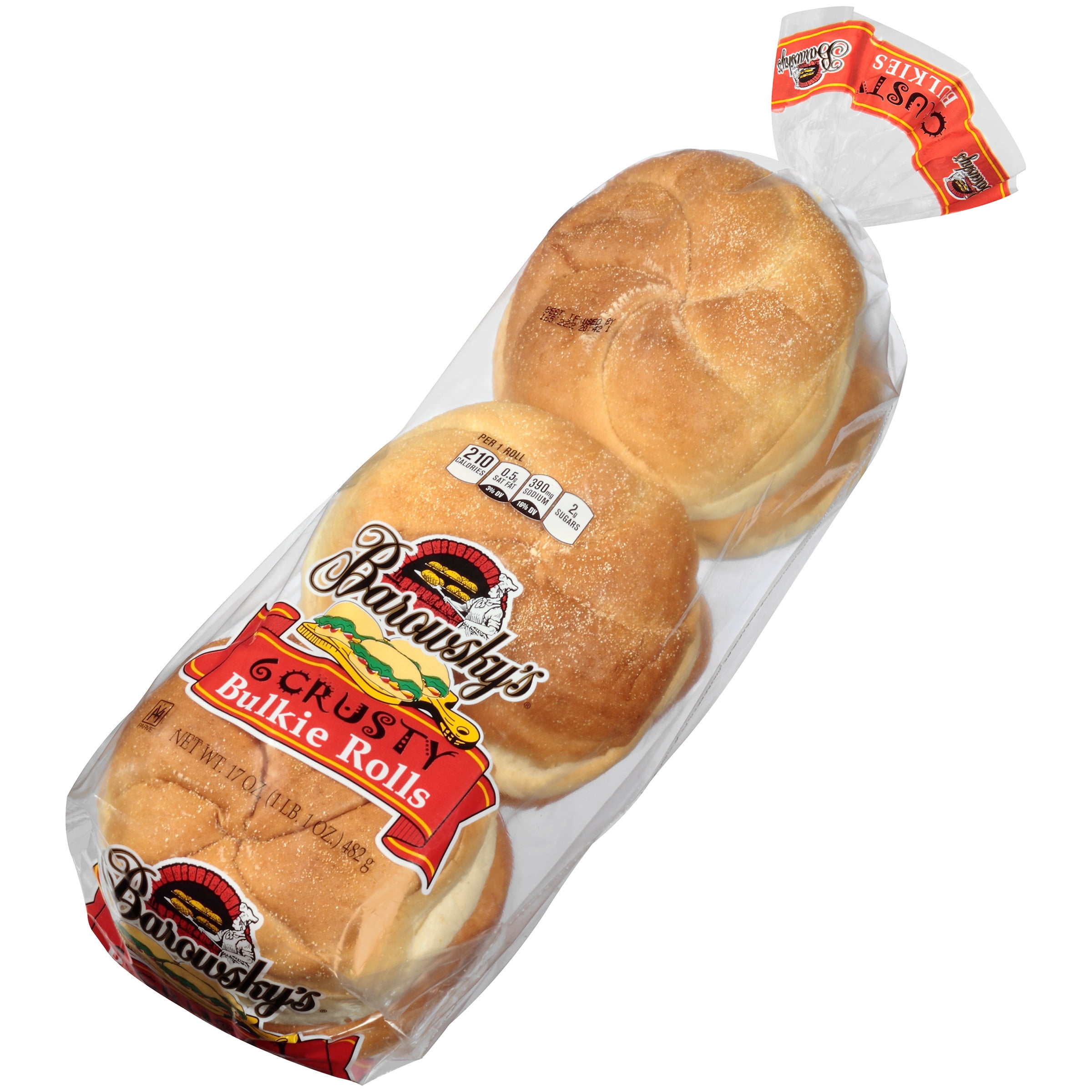 Barowsky's Crusty Bulkie Sandwich Rolls, 6 Count, Shelf-Stable