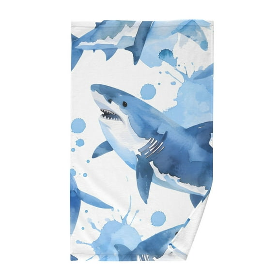 Shark Blue Cotton Face Towels Absorbent Hand Towel Soft Bathroom Towel for Kitchen Hotel Decoration