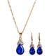 thumbnail image 3 of Conjunto de pendientes de colr colgante de cadena colgante de piedras preciosas de cristal en de boda Sunnimix  conjunto de los pendientes del collar, 3 of 8