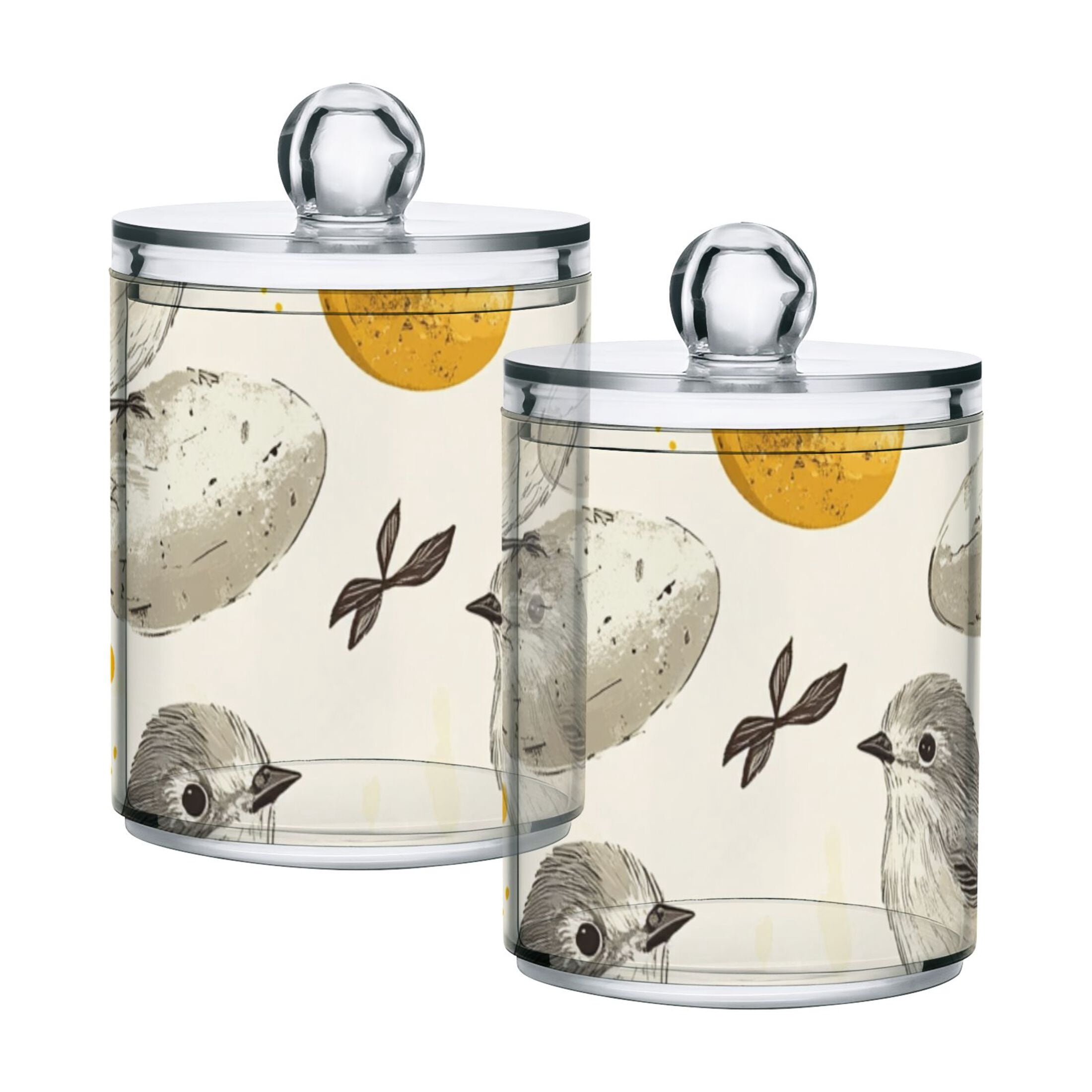 Ckdifva Birds and Gold Egg Storage Jar with Lid Acrylic Organization Storage Containers Set of 4