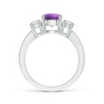 thumbnail image 2 of ANGARA Natural Classic Three Stone 1.15 ct Amethyst and Diamond Ring in 14K White Gold for Women (Size-7mm) | February Birthstone, Anniversary, Jewelry Gift for Women | Natural Amethyst Ring, 2 of 8