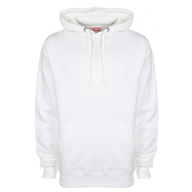 FDM - Sudadera lisa con capucha Modelo Original (300 GSM)Hombre/Mujer Unisex - Gym/Correr (Blanco)