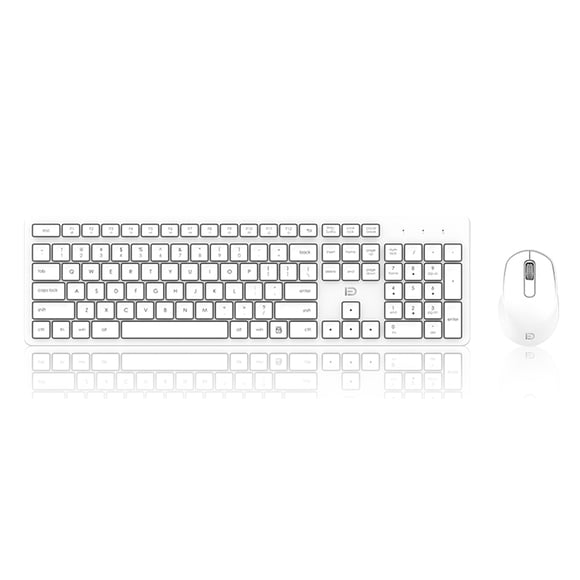 FUDE FUDE EK783 Slim Wireless Keyboard and Mouse Combo, 2.4G Portable for Office & Gaming, 20m Range, 1200DPI Mouse, 106-Key Keyboard, Black/White (Batteries Not Included)