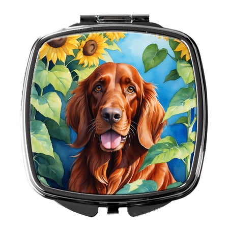 Irish Setter in Sunflowers Compact Mirror 2.75 in x 3 in