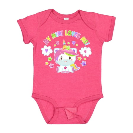 

Inktastic My Mimi Loves Me with Cute Rainbow Unicorn Boys or Girls Baby Bodysuit