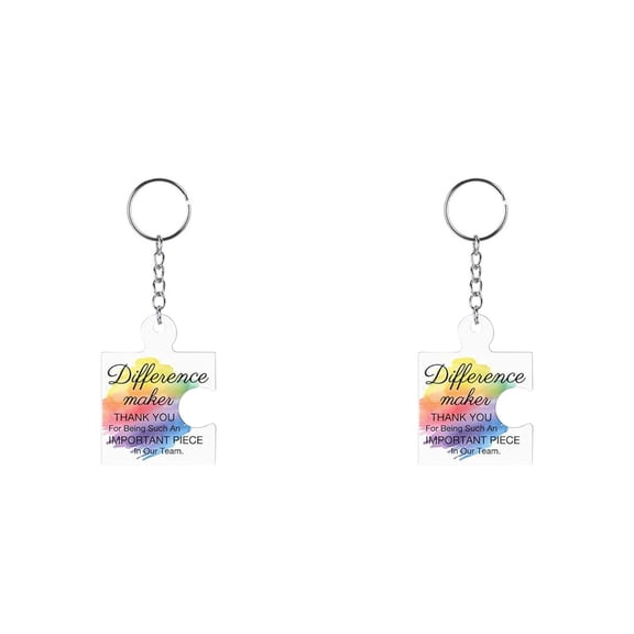 Puzzle Shaped Acrylic Keychain 2 Pack with Motivational Appreciation Text for Employee Coworker Recognition Gift